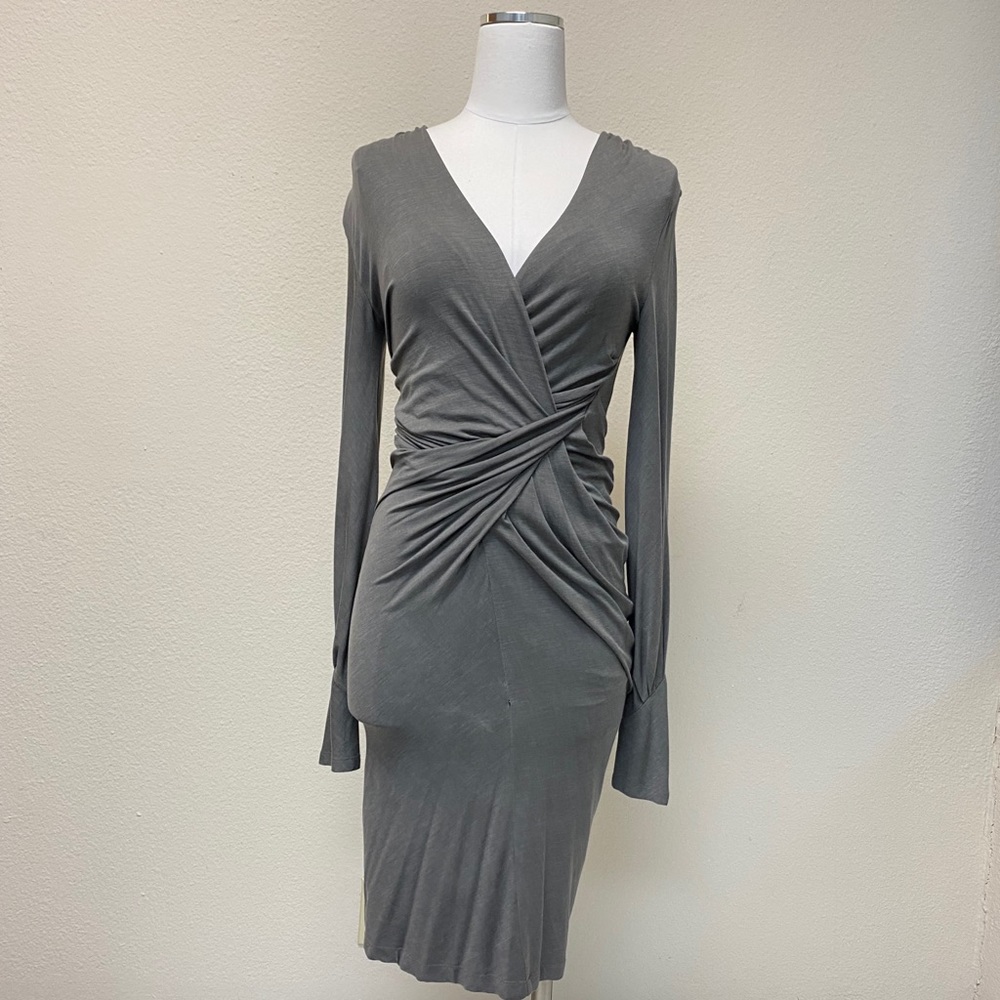 Donna Karan Grey Wrap Bodycon Dress